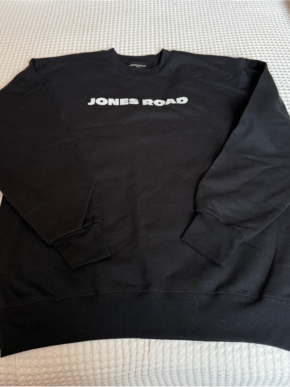 Jones Road Black Crewneck Sweatshirt with White Logo